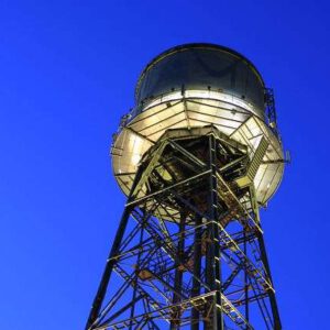 watertower by night