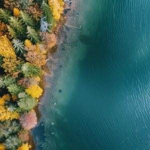 Drone Picture of a lake with woods