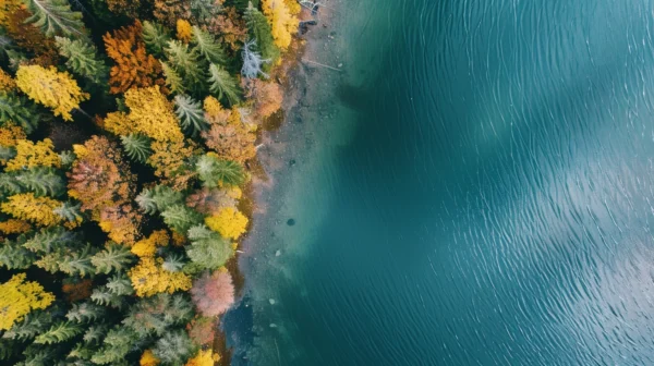 Drone Picture of a lake with woods