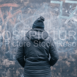 Woman on stone wall