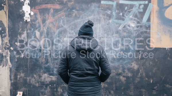 Woman on stone wall