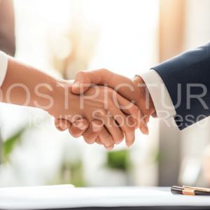 Man and woman shake hand on business agreement