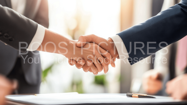 Man and woman shake hand on business agreement