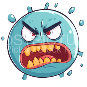 Angry Virus on white background