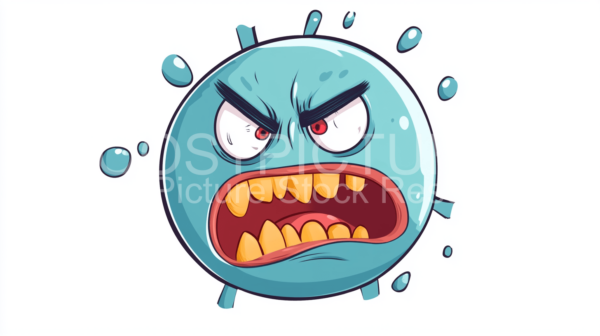 Angry Virus on white background