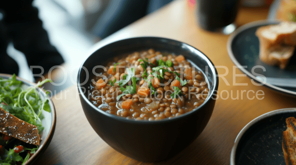 Lentil soup served in modern bowl