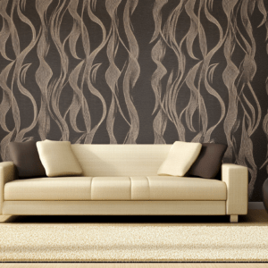 Brown wallpaper with elongated leaves