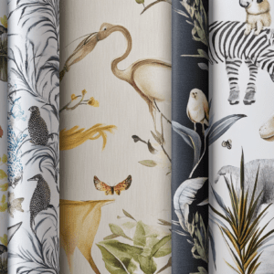 Abstract animal and flowered wallpaper