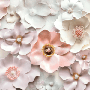 White and pink floral wallpaper