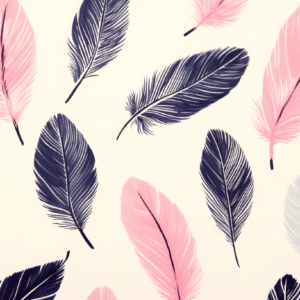 White wallpaper with colorful feathers