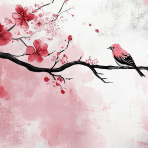 Wallpaper with tree and bird