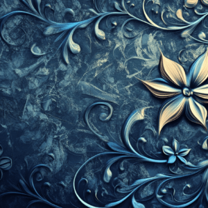 Modern blue and floral wallpaper