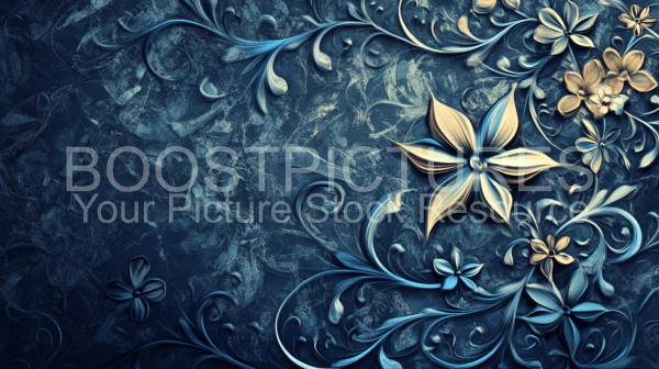 Modern blue and floral wallpaper