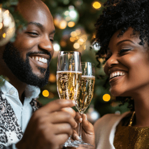 Couple drinking on Christmas