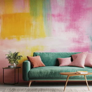 Abstract plastered and colorful wallpaper