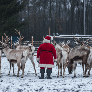 Santa Claus and the reindeers