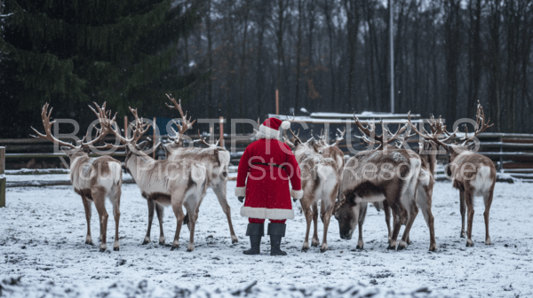 Santa Claus and the reindeers