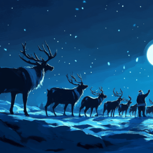 Reindeers at the north pole