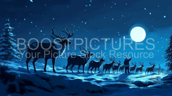 Reindeers at the north pole