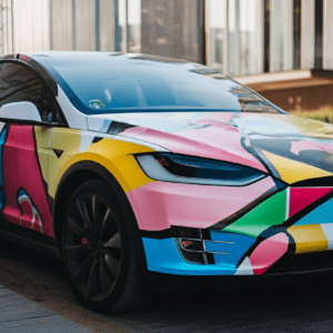 Tesla Car colorfull wrapped foil