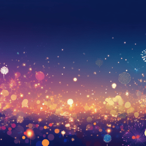 A vibrant and colorful night sky filled with fireworks and sparkling lights