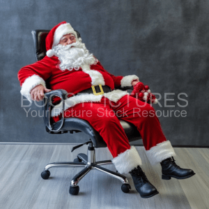 Sleepy Santa on an office chair