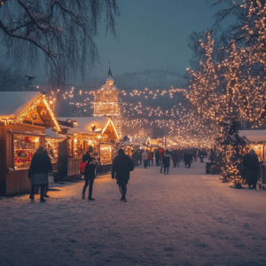 Christmas markt in the snowy city