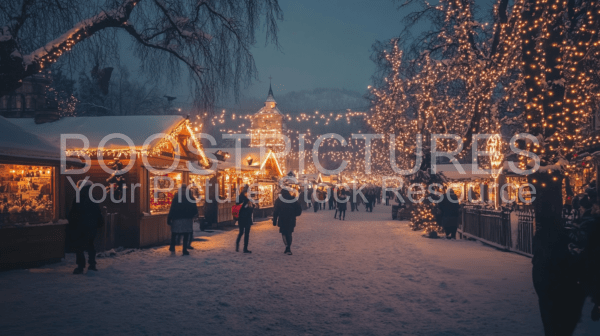 Christmas markt in the snowy city