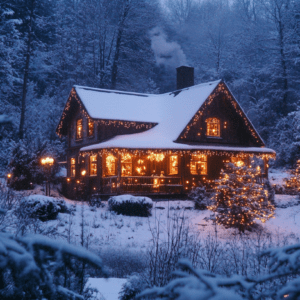 Little hideout hat in snowy forest