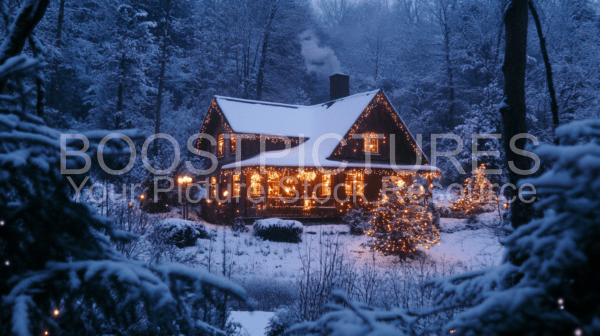 Little hideout hat in snowy forest