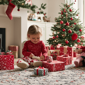 Children unboxing presents for christmas