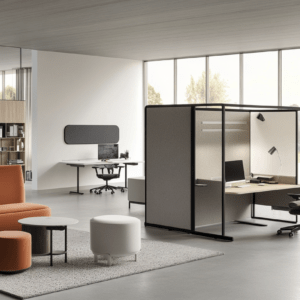 Modern Office Interior with Glass Partitions