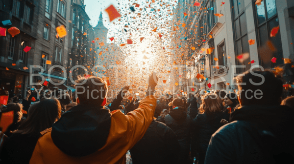 People celebrating street carnival