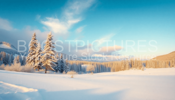 Winterlandscape with trees and snow