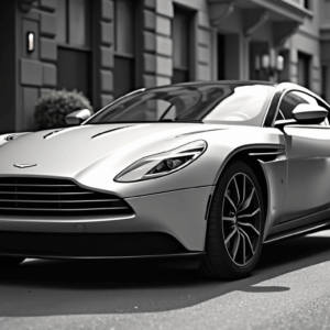 Aston Martin DB12 in silver on a street