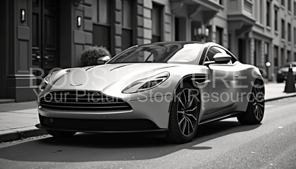 Aston Martin DB12 in silver on a street